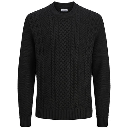Jack & Jones Plus Size Paul Cable Crew Knitwear Black