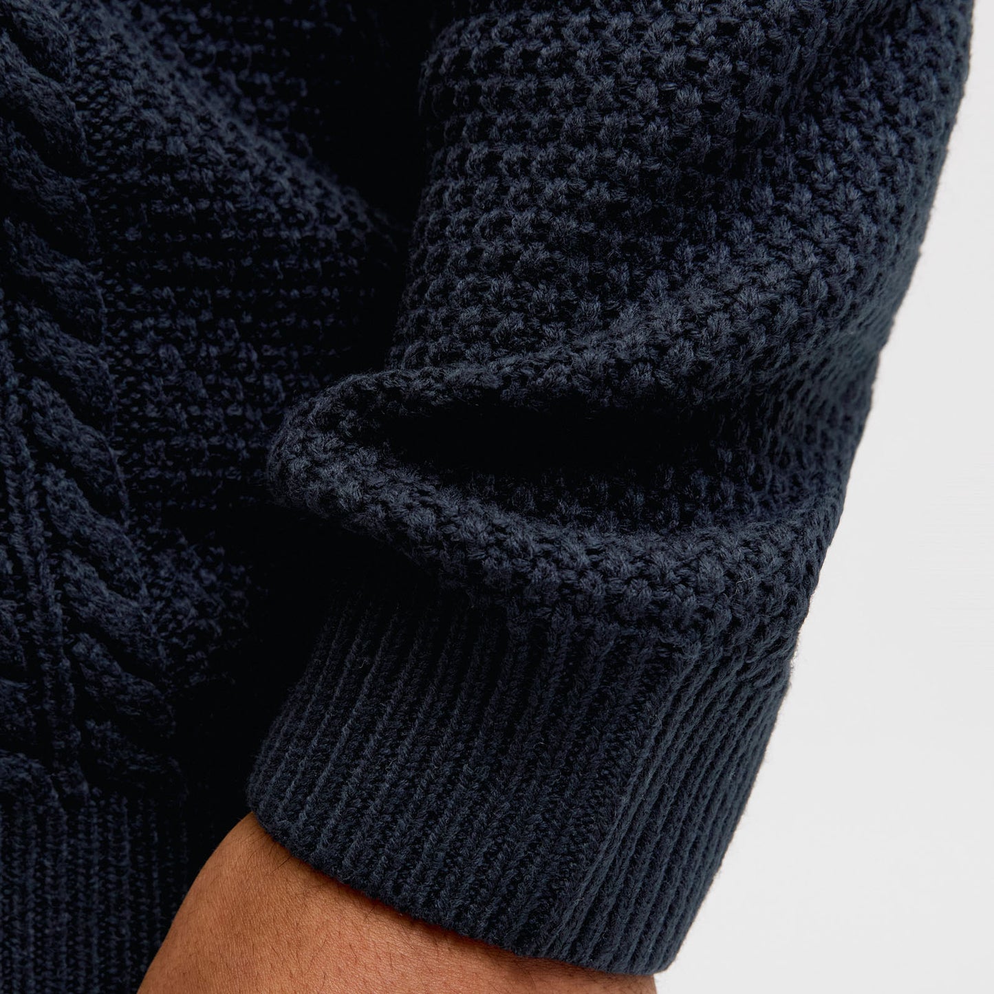 Jack & Jones Plus Size Paul Cable Crew Knitwear Sky Captain