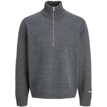 Jack & Jones Plus Size Norrebro Half Zip Knitwear Dark Grey