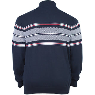 Kam Jeans Plus Size Kbs93 1/4 Stripe Knit Sweater Navy