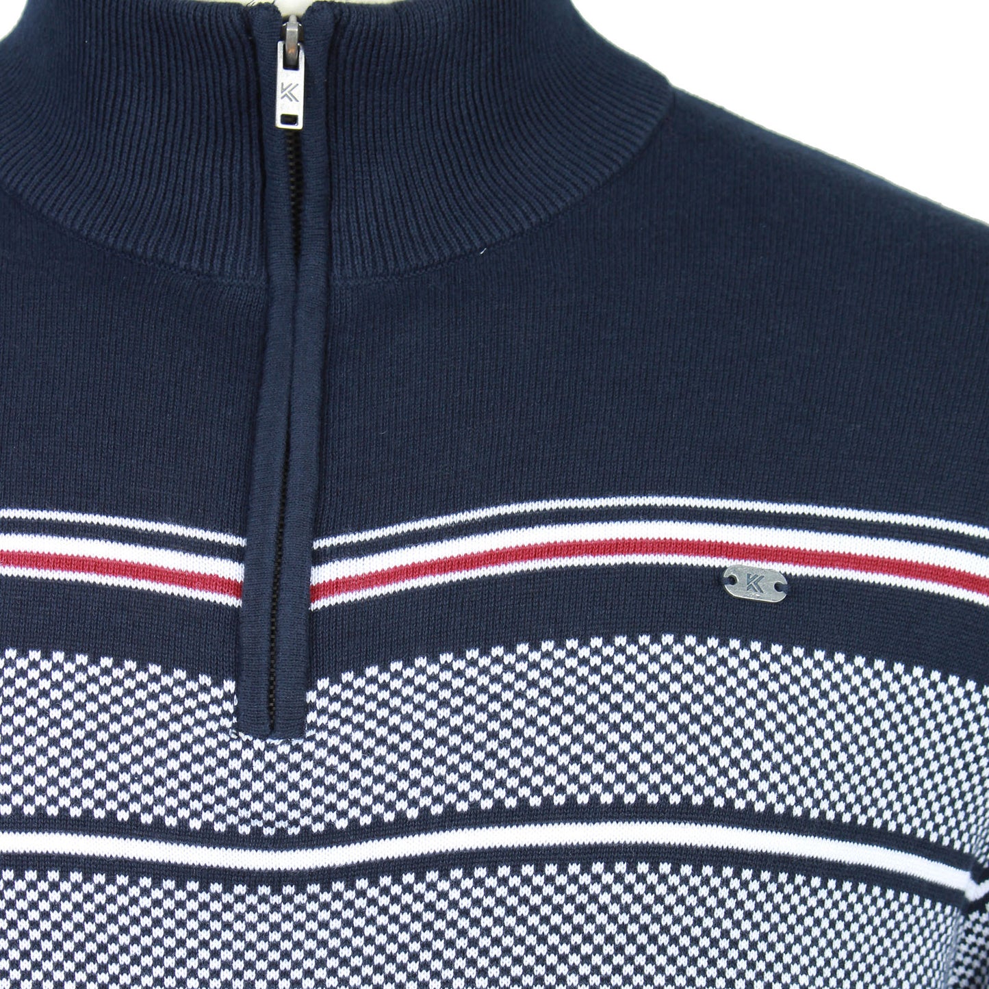 Kam Jeans Plus Size Kbs93 1/4 Stripe Knit Sweater Navy