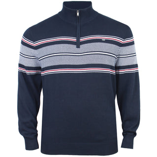 Kam Jeans Plus Size Kbs93 1/4 Stripe Knit Sweater Navy