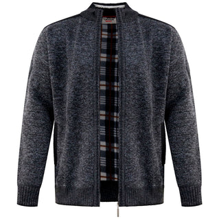 D555 Plus Size Dereham Knitted Zip Sweater Charcoal Marl