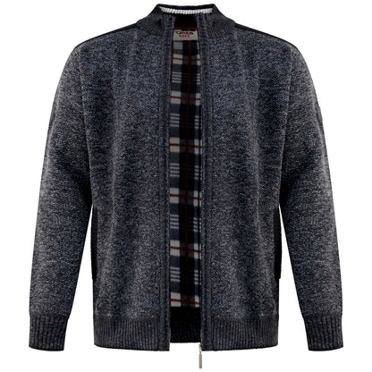 D555 Plus Size Dereham Knitted Zip Sweater Charcoal Marl