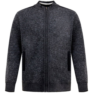 D555 Plus Size Dereham Knitted Zip Sweater Charcoal Marl