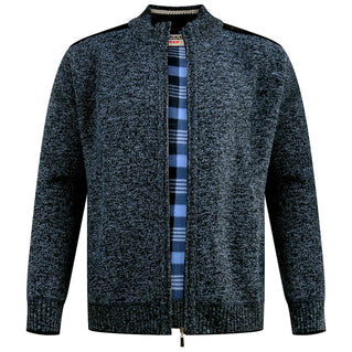 D555 Plus Size Dereham Knitted Zip Sweater Blue Marl