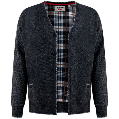D555 Plus Size Guy Knitted Cardigan Charcoal Marl