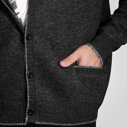 D555 Plus Size Guy Knitted Cardigan Charcoal Marl