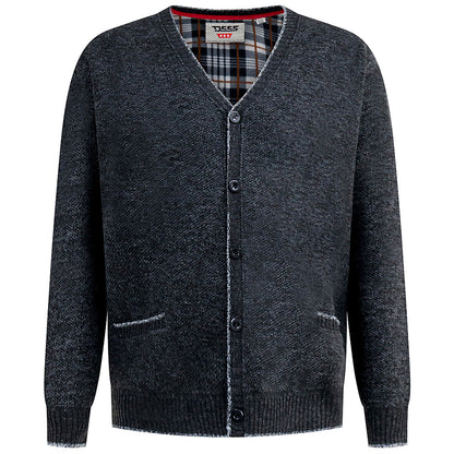 D555 Plus Size Guy Knitted Cardigan Charcoal Marl