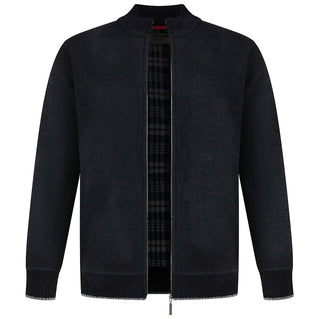 D555 Plus Size Enrique Knitted Chenille Zip Sweater Black