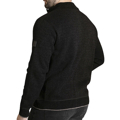 D555 Plus Size Enrique Knitted Chenille Zip Sweater Black