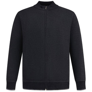 D555 Plus Size Enrique Knitted Chenille Zip Sweater Black