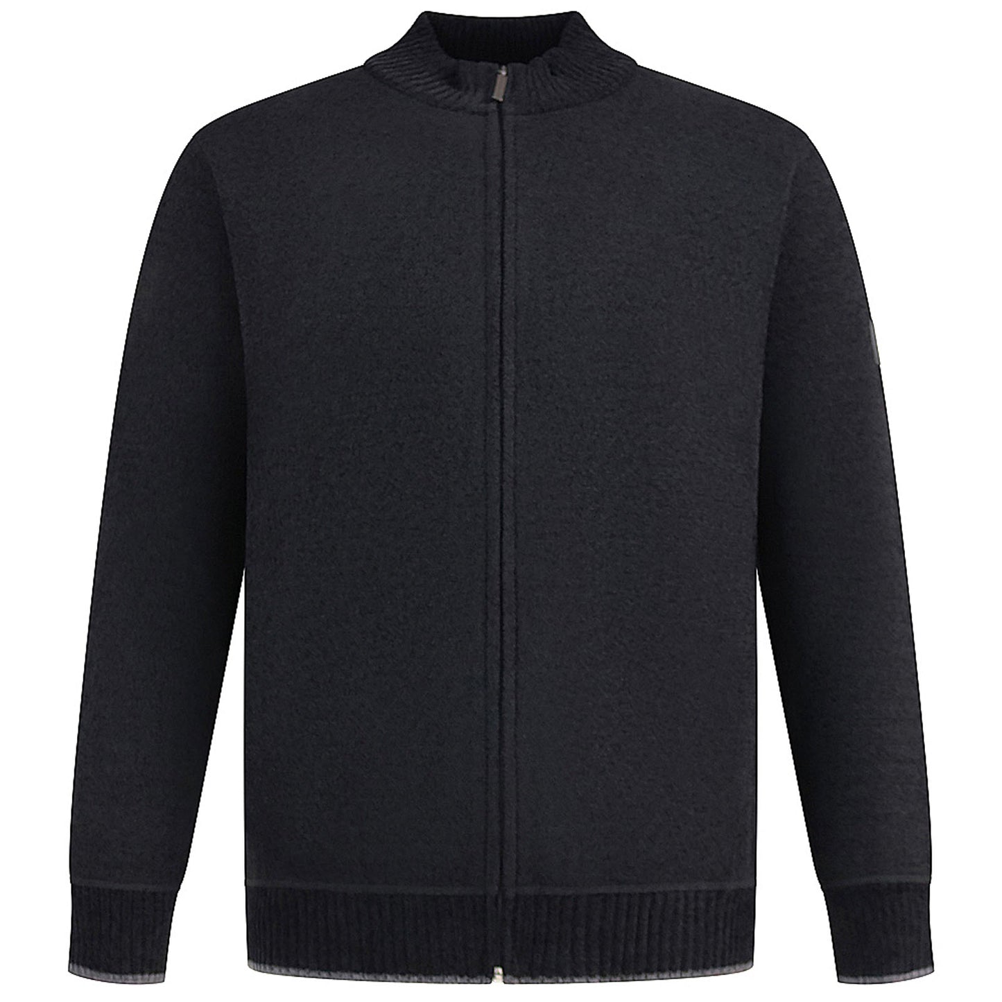 D555 Plus Size Enrique Knitted Chenille Zip Sweater Black