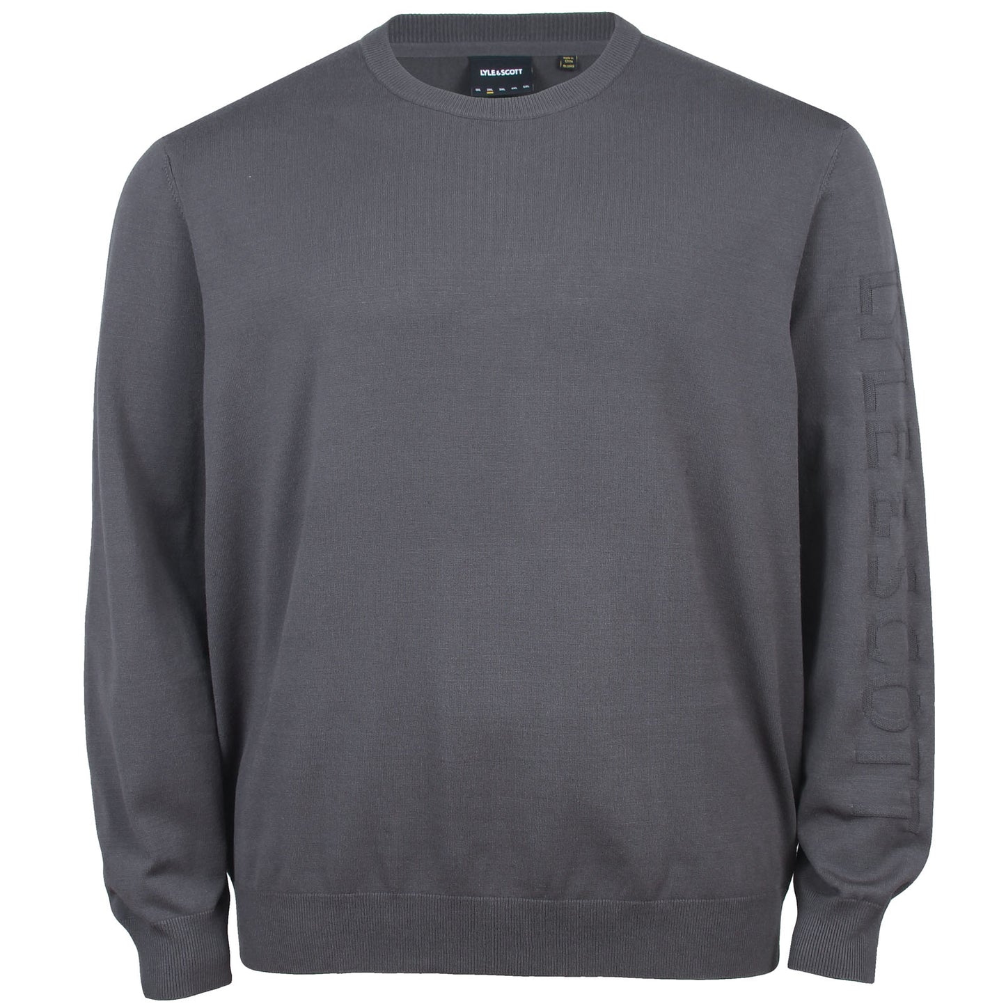 Lyle & Scott Plus Size Mesh Logo Crew Neck Jumper Shadow