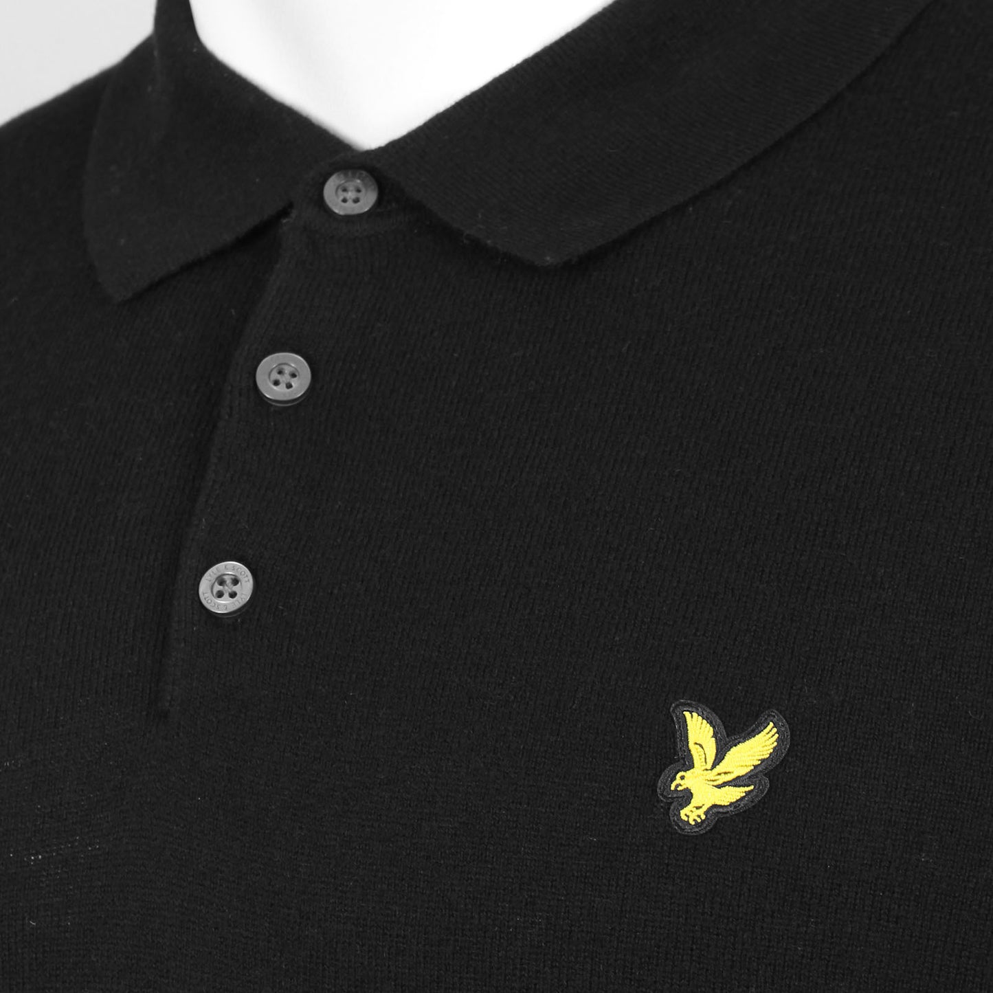 Lyle & Scott Plus Size Cotton Merino Long Sleeve Knitted Polo Jet Black