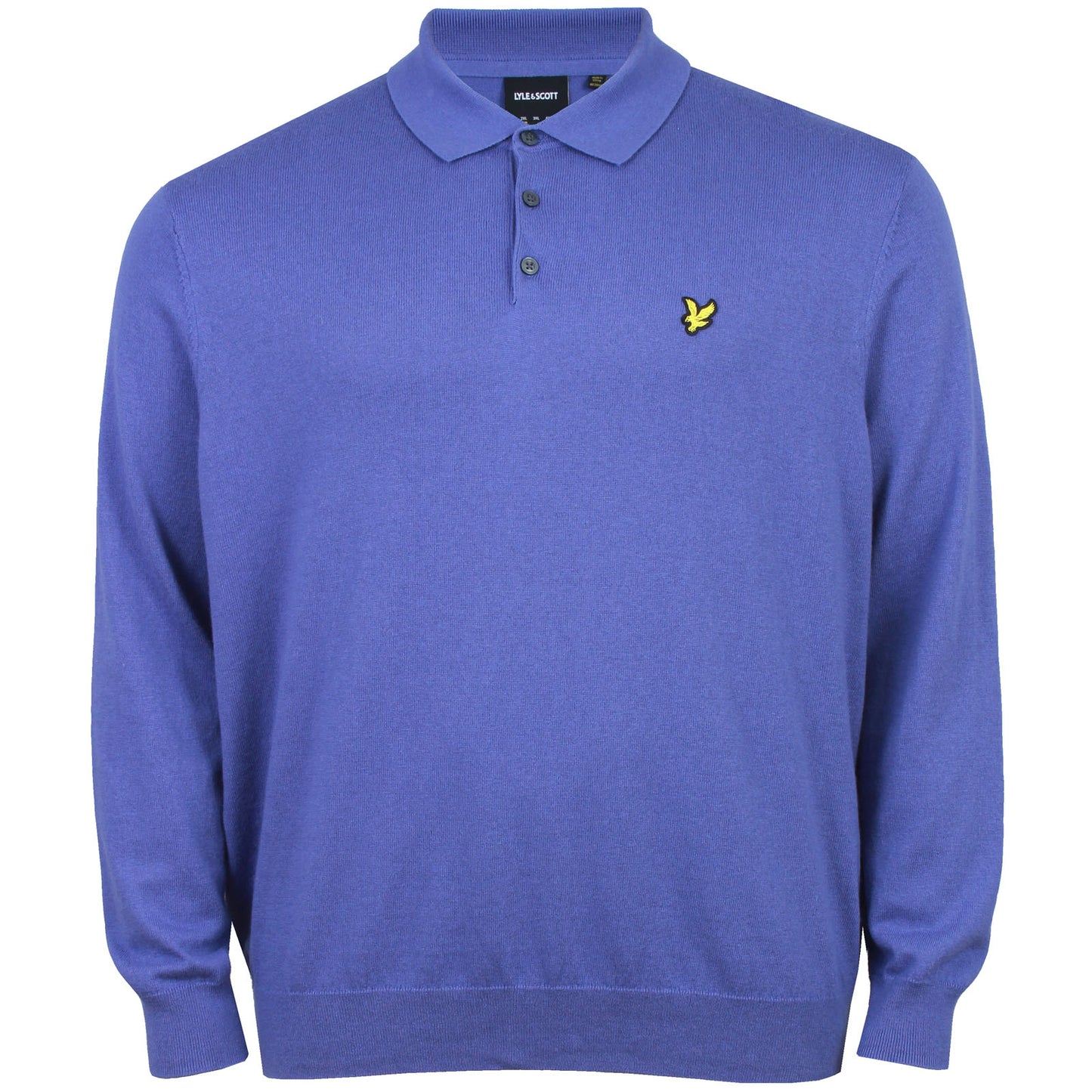 Lyle & Scott Plus Size Cotton Merino Long Sleeve Knitted Polo Twilight