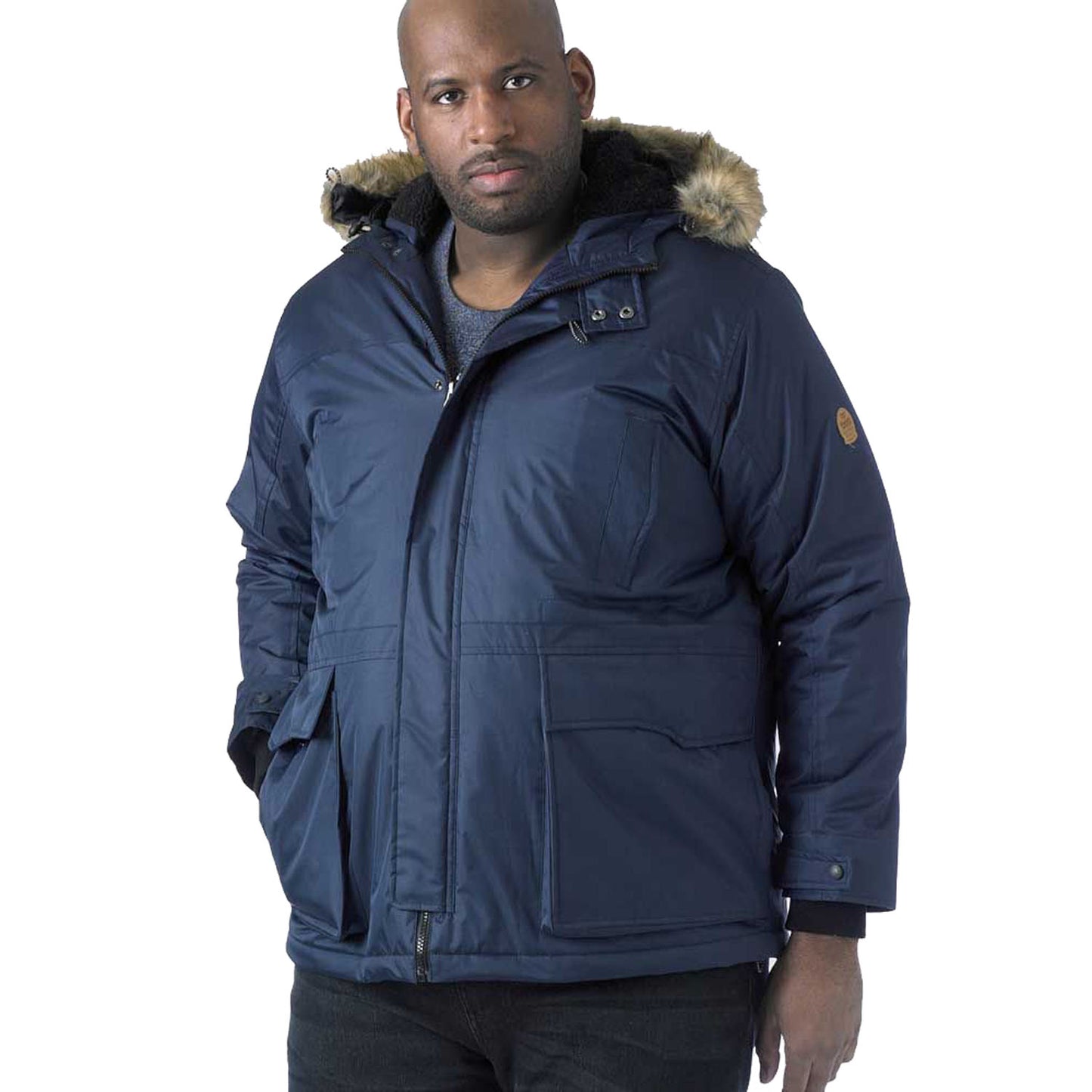 D555 Plus Size Lovett Parka Style Jacket Navy