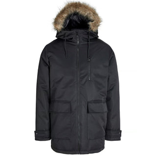 Jack & Jones Plus Size Charlie Detachable Faux Fur Trim Parka Black