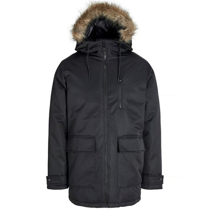 Jack & Jones Plus Size Charlie Detachable Faux Fur Trim Parka Black