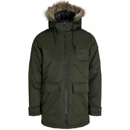 Jack & Jones Plus Size Charlie Detachable Faux Fur Trim Parka Rosin