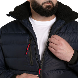 D555 Plus Size Workington Sherpa Lined Padded Jacket Navy