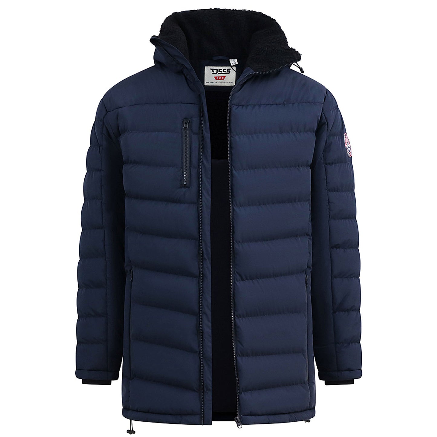 D555 Plus Size Workington Sherpa Lined Padded Jacket Navy