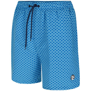 Espionage Plus Size Geometric Print Swim Shorts Bright Blue