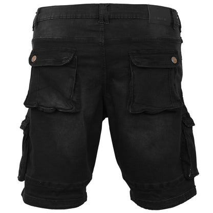 Kam Jeans Plus Size Ivan Denim Stretch Cargo Shorts Black Used