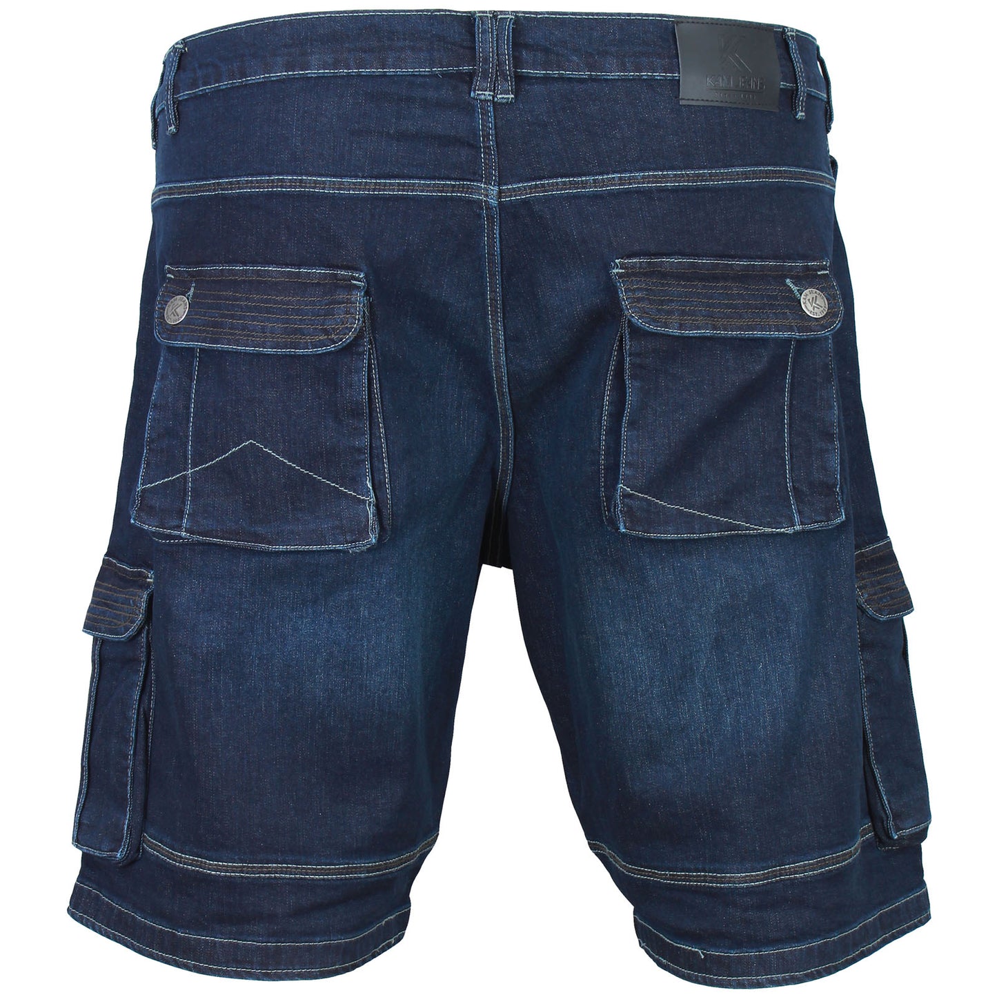 Kam Jeans Plus Size Ivan Denim Stretch Cargo Shorts Dark Used