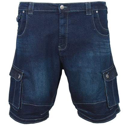 Kam Jeans Plus Size Ivan Denim Stretch Cargo Shorts Dark Used