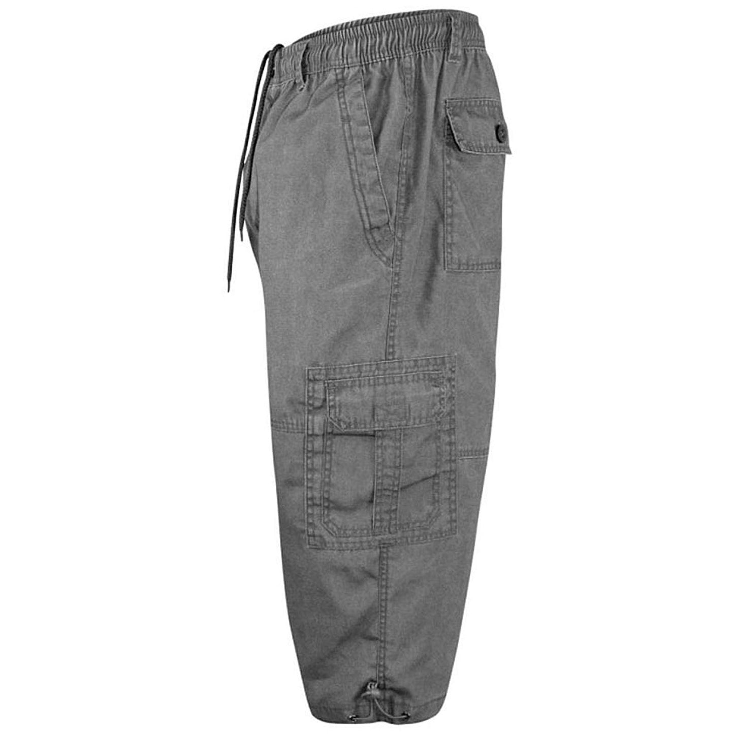 D555 Plus Size Mason 3/4 Long Cargo Shorts Dark Grey