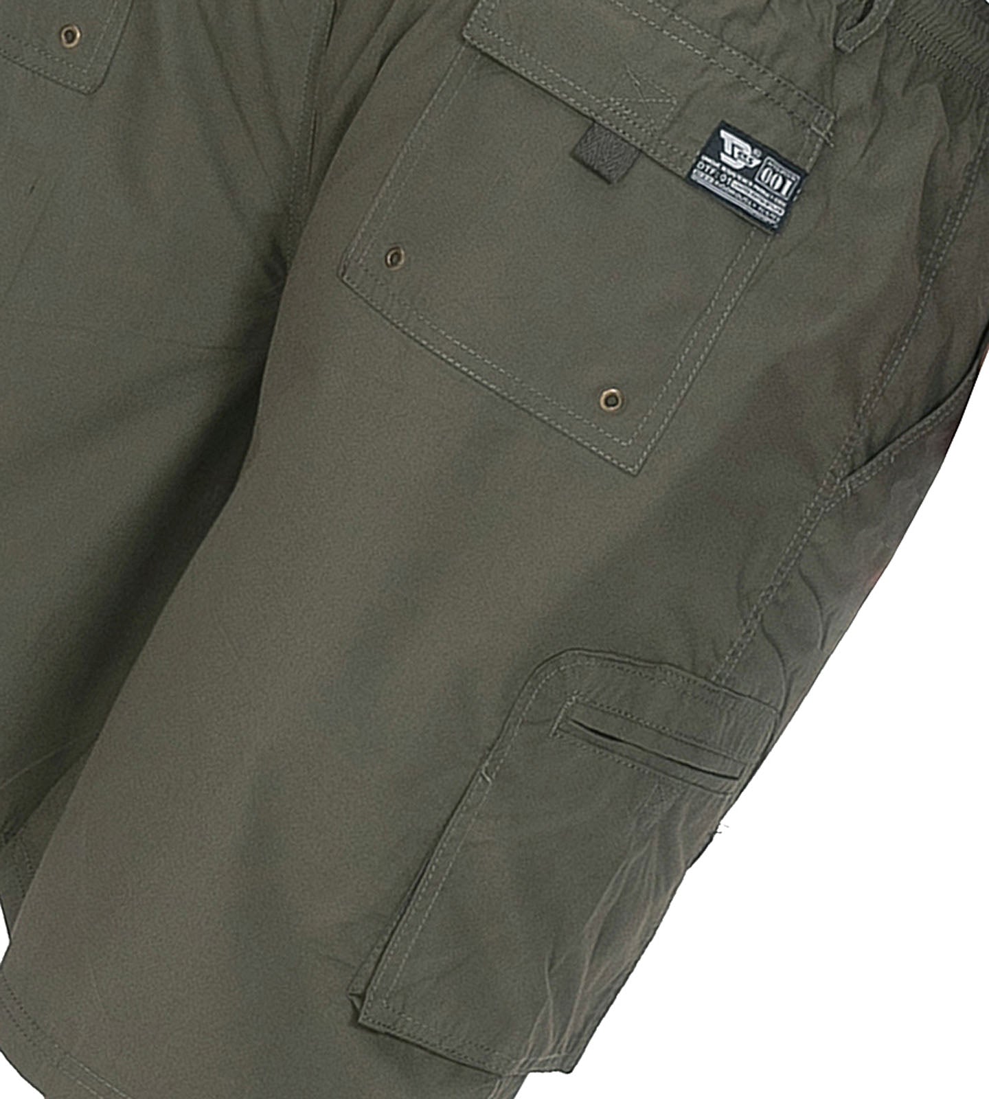 D555 Plus Size Shaped Pocket Cargo Shorts Khaki