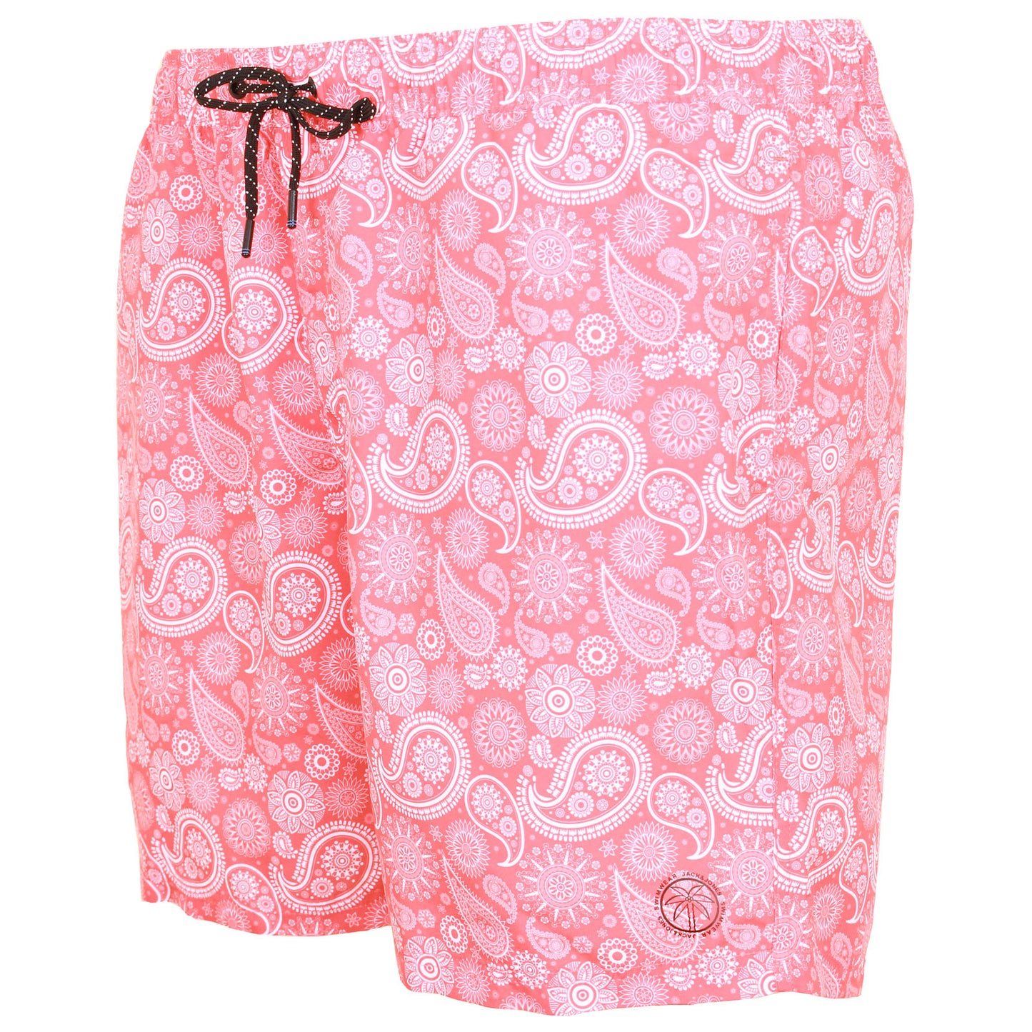 Jack & Jones Plus Size Fiji Paisley Swim Shorts Hot Coral