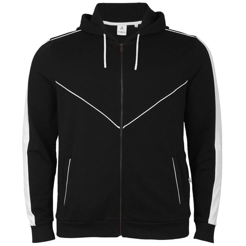 Craig Piped Panel Zip Hoodie Black
