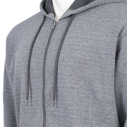 Kam Jeans Plus Size Textured Interlock Hoodie Charcoal