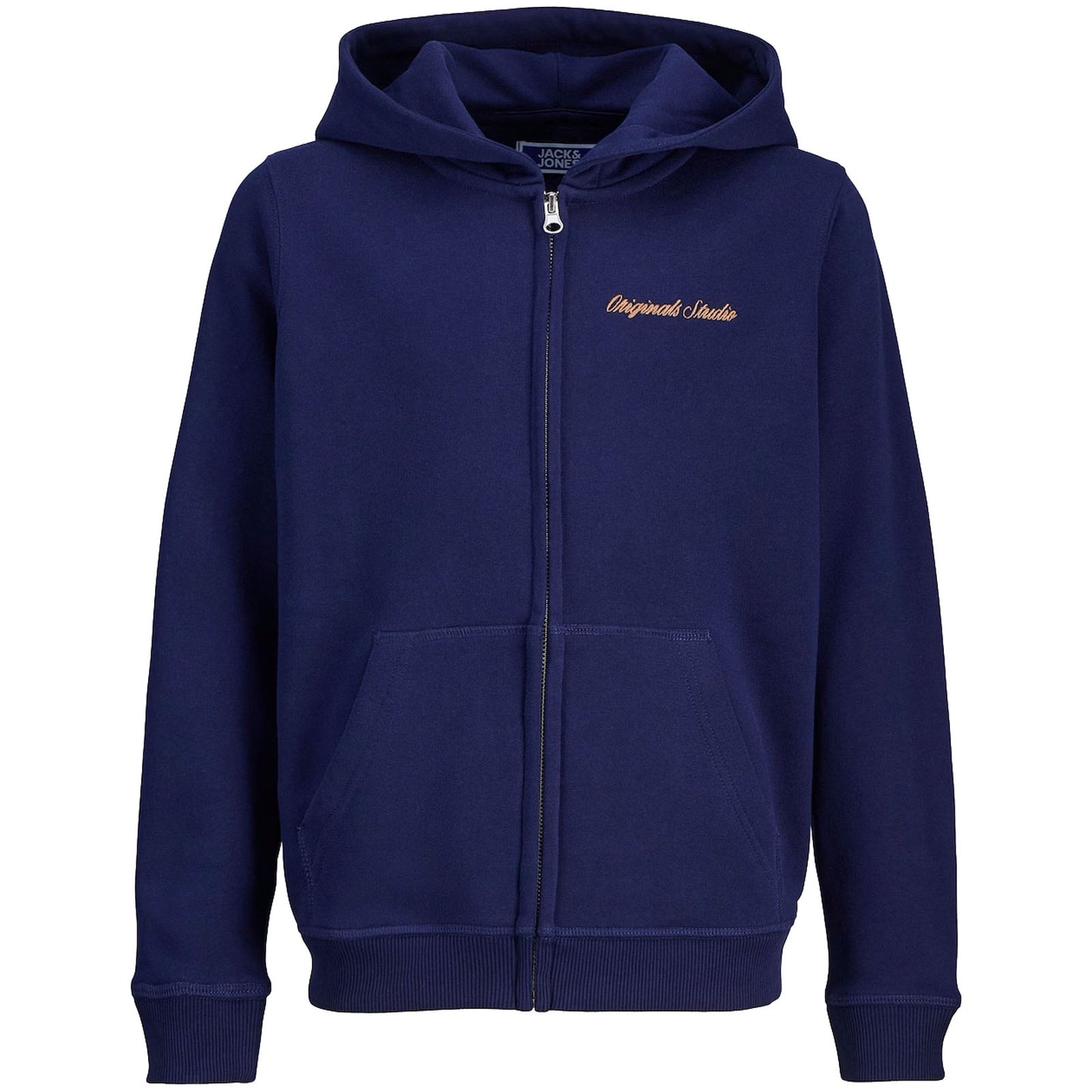 Jack & Jones Plus Size Norrebro Embroidered Zip Hoodie Ocean Cavern
