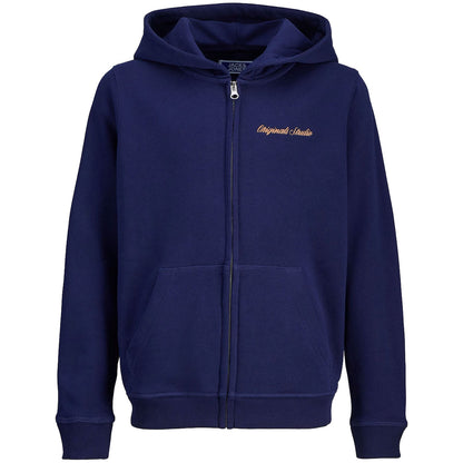 Jack & Jones Plus Size Norrebro Embroidered Zip Hoodie Ocean Cavern
