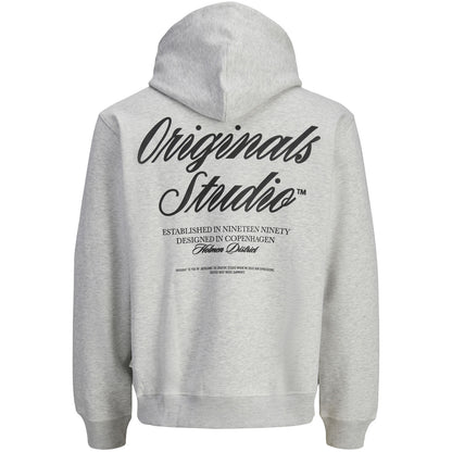 Jack & Jones Plus Size Norrebro Typo Back Print Hoodie White Melange