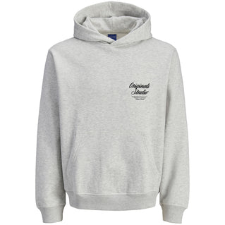 Jack & Jones Plus Size Norrebro Typo Back Print Hoodie White Melange