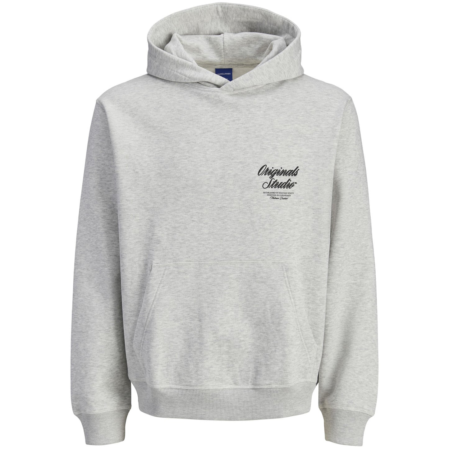 Jack & Jones Plus Size Norrebro Typo Back Print Hoodie White Melange