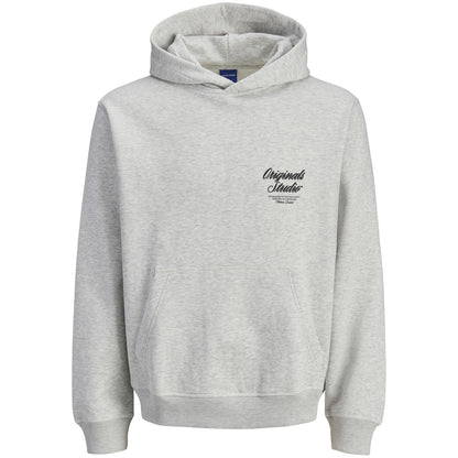 Jack & Jones Plus Size Norrebro Typo Back Print Hoodie White Melange