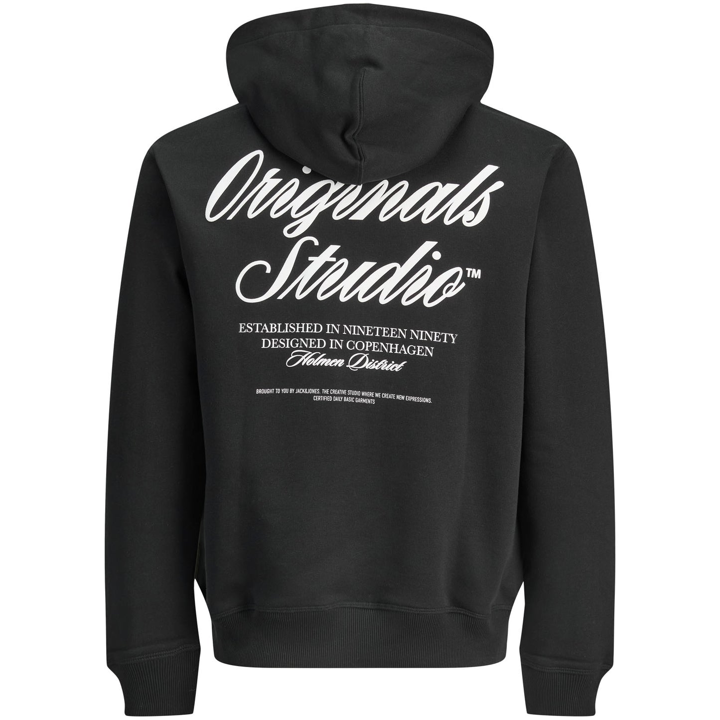 Jack & Jones Plus Size Norrebro Typo Back Print Hoodie Black
