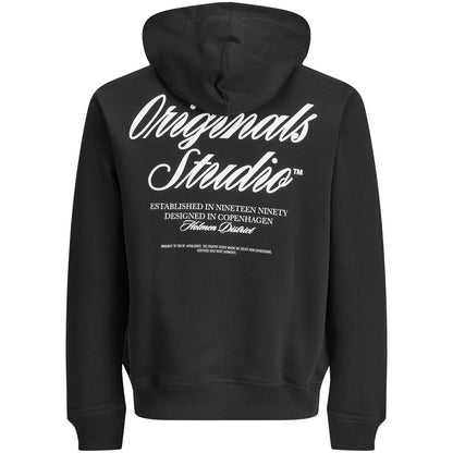 Jack & Jones Plus Size Norrebro Typo Back Print Hoodie Black
