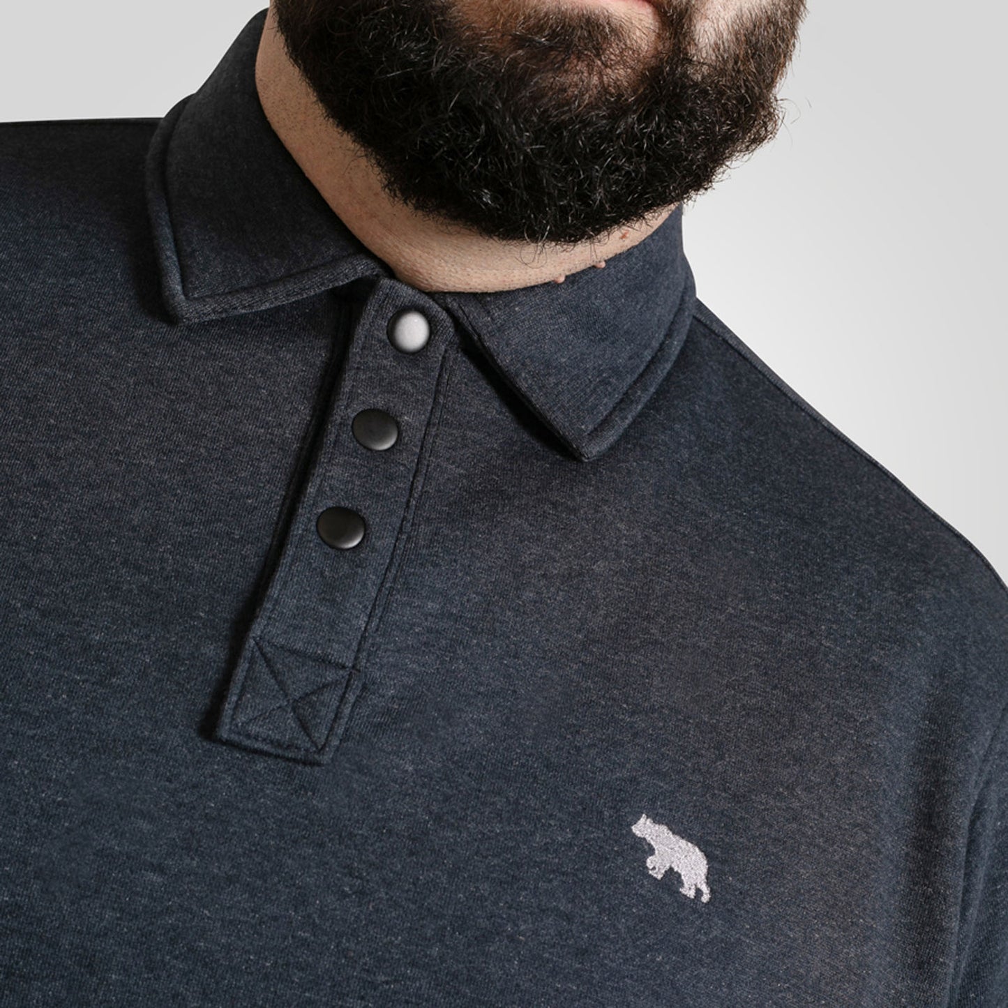 D555 Plus Size Skegness Collared Sweatshirt Dark Navy Marl