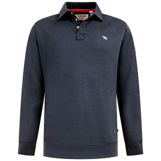 D555 Plus Size Skegness Collared Sweatshirt Dark Navy Marl
