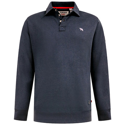 D555 Plus Size Skegness Collared Sweatshirt Dark Navy Marl
