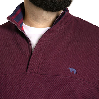 D555 Plus Size Lancaster Quilted 1/4 Zip Sweatshirt Burgundy