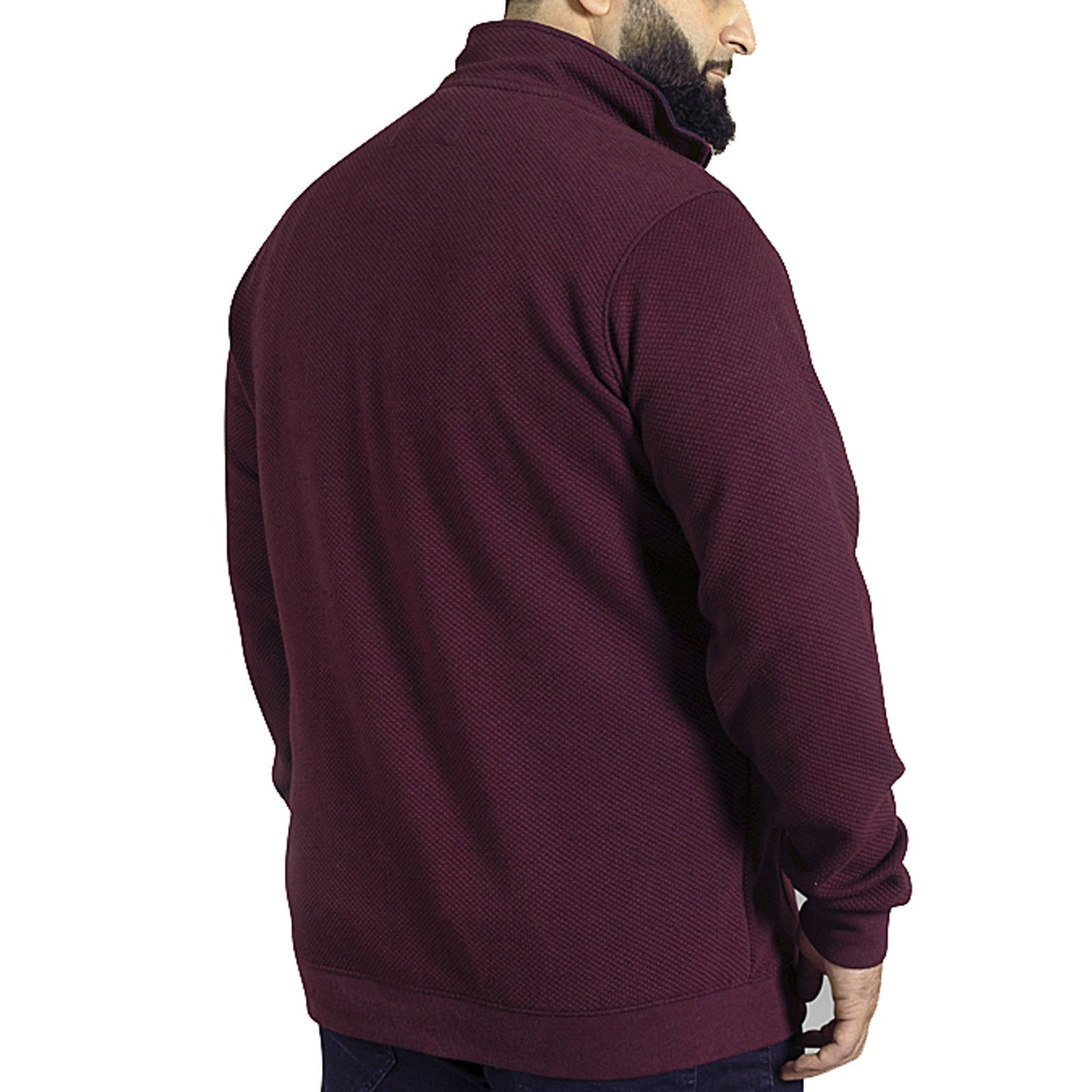 D555 Plus Size Lancaster Quilted 1/4 Zip Sweatshirt Burgundy