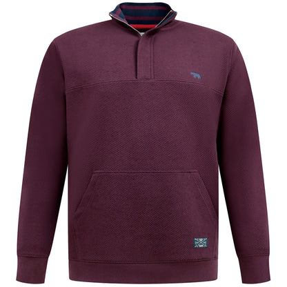 D555 Plus Size Lancaster Quilted 1/4 Zip Sweatshirt Burgundy