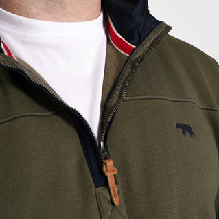D555 Plus Size Leicester 1/4 Zip Sweatshirt Khaki